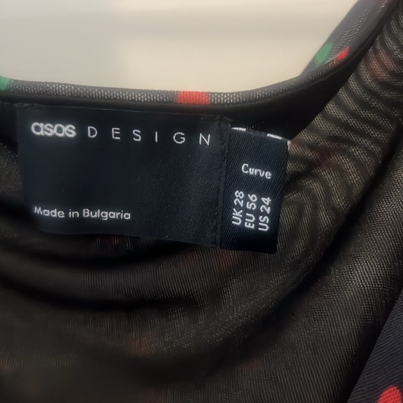 ASOS cherry sheer black and red midi dress plus size 24 fully lined indie boho - Picture 7 of 15